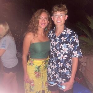 Farm Rio Pineapple skirt with slit and belt